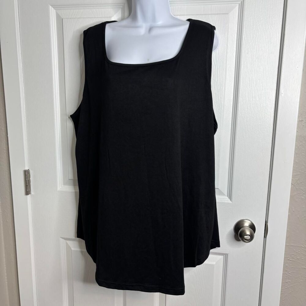 Size 3XL Moshu Solid Black Square Neck Tank Top Brand New
